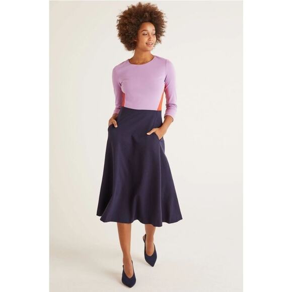 Boden Dresses & Skirts - Boden Purple Navy Blue Colorblock Fit & Flare Ivy Ponte Midi Dress